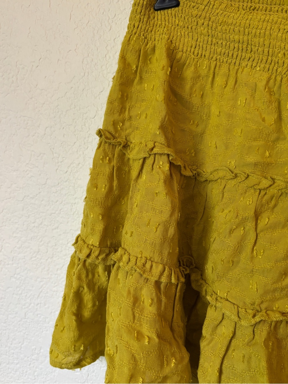 Yellow flowy polka dot mini skirt
